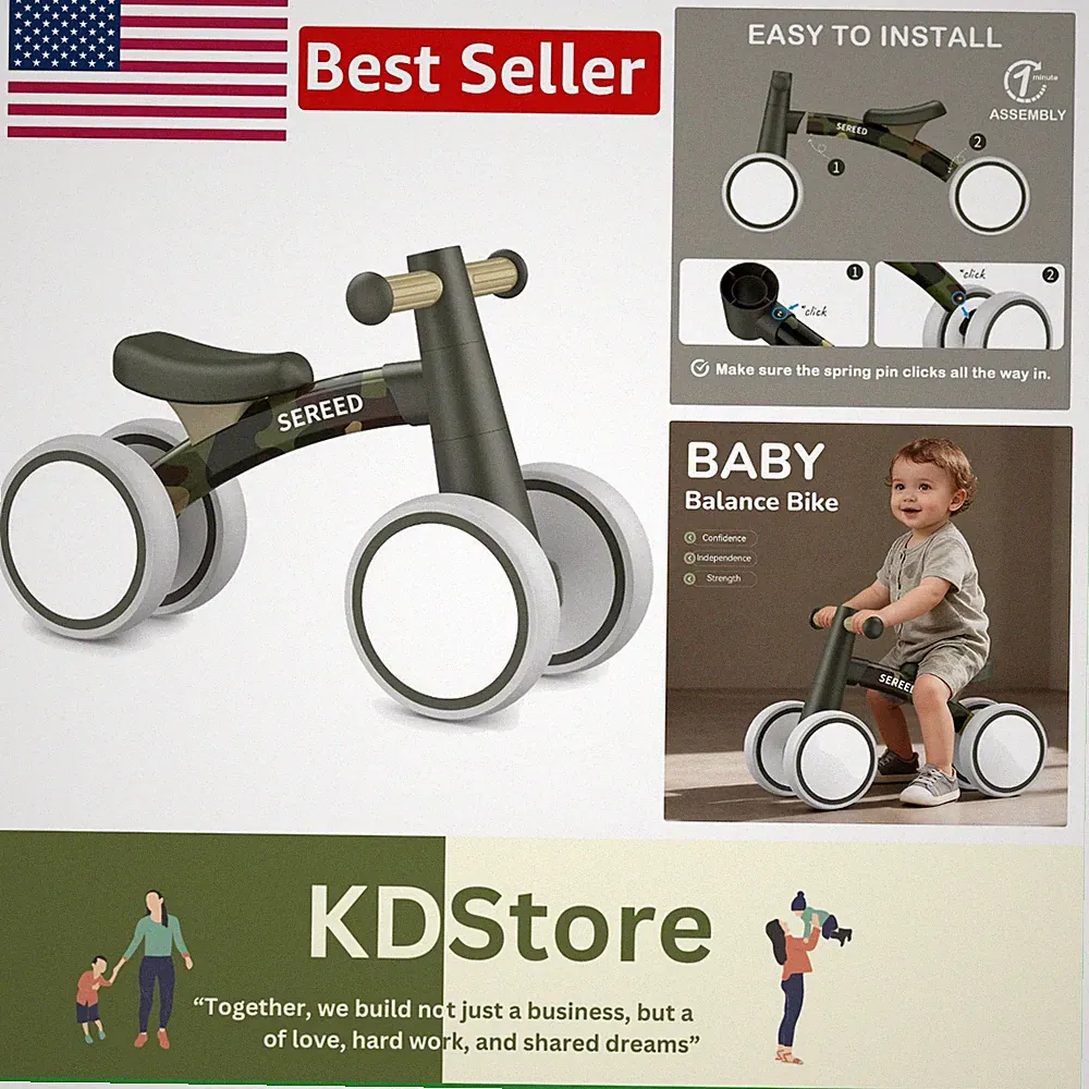 4-Wheel Balance Bike for 12-24 - Promote Confidence & Independence