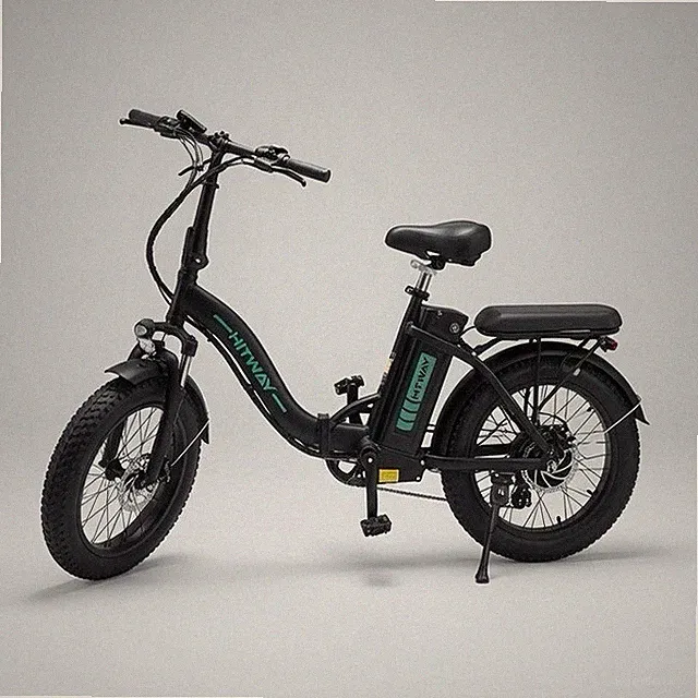Black/Green 20in Fat Tire Bike Step-Through, Rack, Light, Fenders