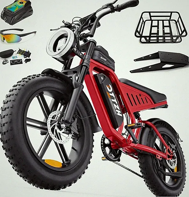 DTTZH 20" Fat Tire Ebike 2000/4000W 40-50MPH 100Mi 48/60V Susp Brake Rear Rack