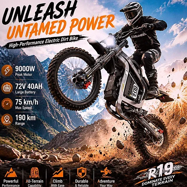 SLDBK Electric Bike 72V 40AH E-bike Peak 9000W Range 190KM Electric Dirt Bike